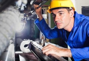 Man checking machines