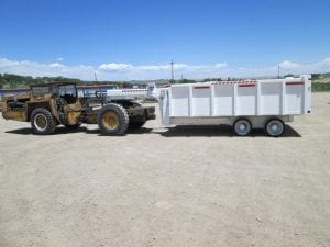 Dump bed trailer in transport position