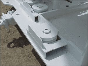 sliding pintle hitches, upper deck roller, and lower deck sheaves