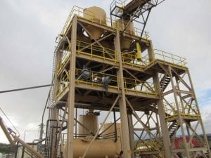 Two storage bins for the oil sands industry